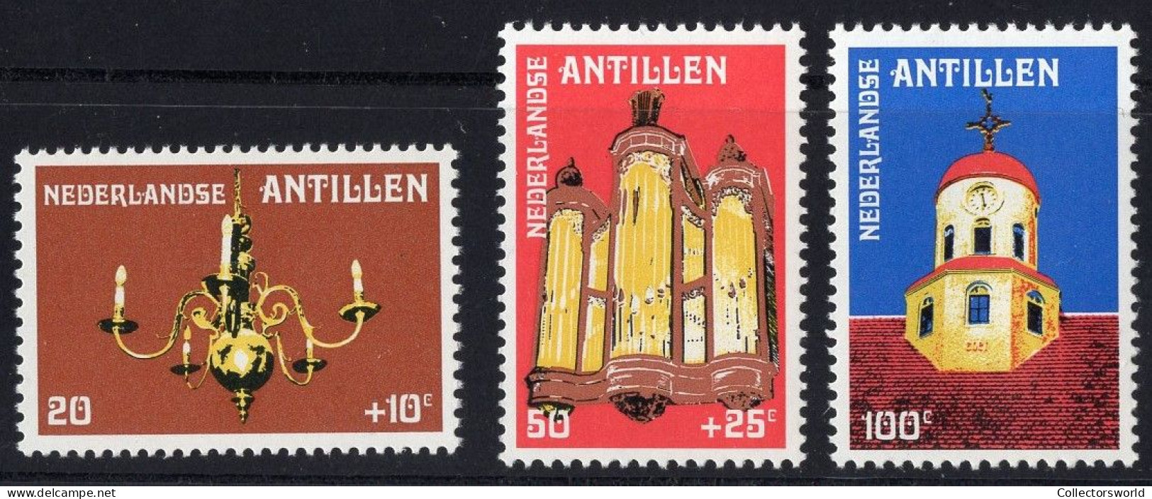 Netherlands Antilles 1980 Serie 3v Fort Church Curacao - Church Organ MNH - Antillen