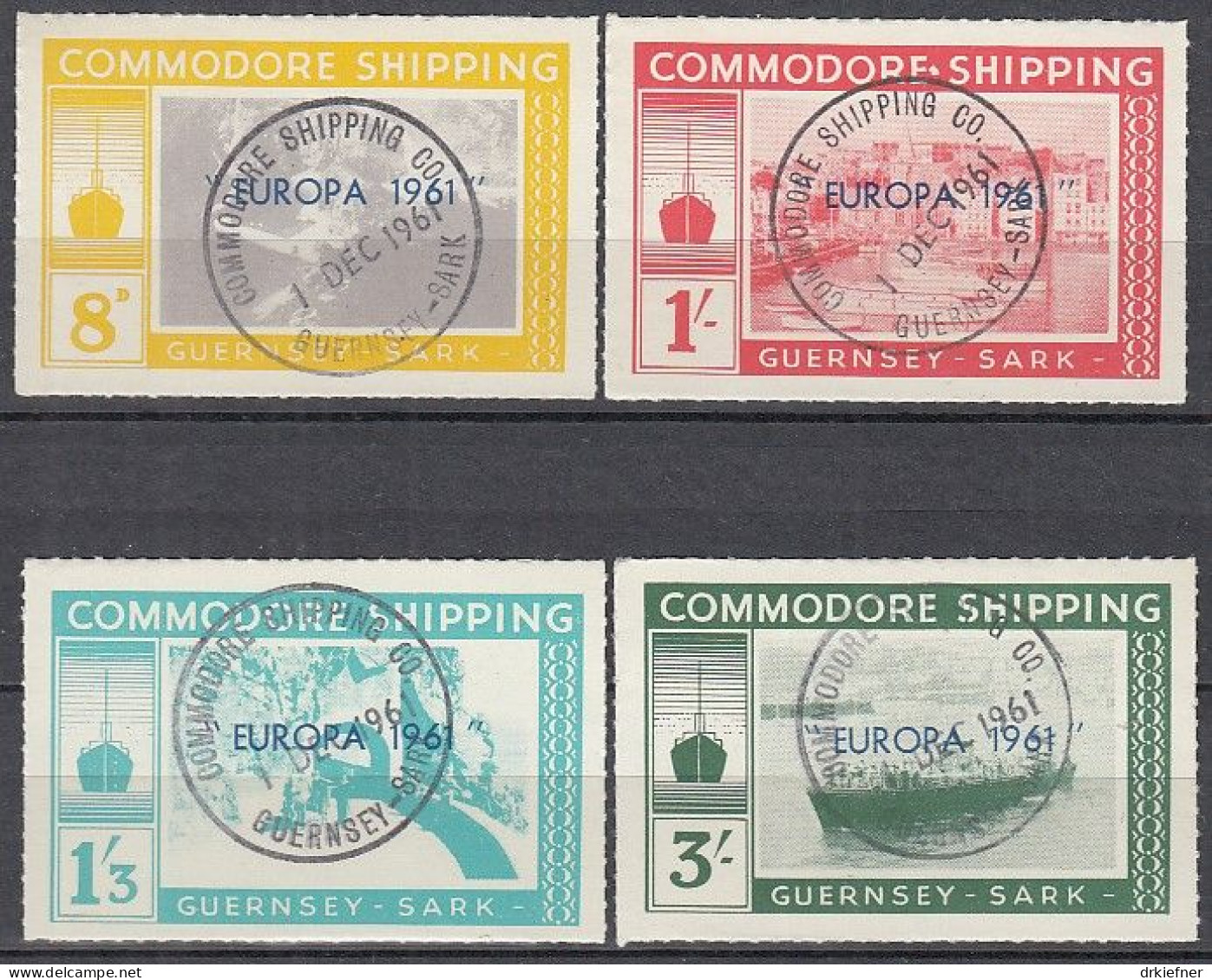 INSEL SARK (Guernsey), Nichtamtl. Briefmarken, 4 Marken, Gestempelt, Europa 1961, Commodore Shipping - Guernsey