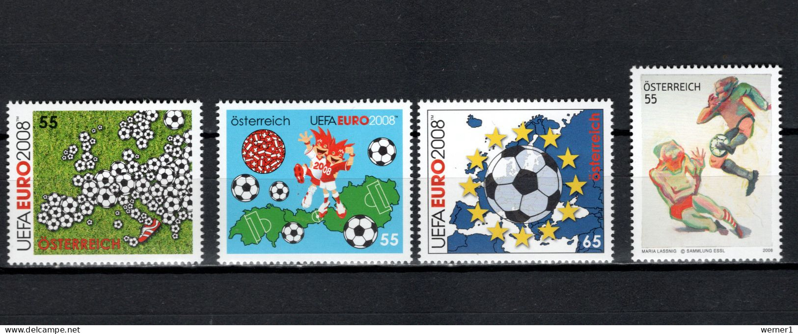 Austria 2008 Football Soccer European Championship 4 Stamps MNH - Europei Di Calcio (UEFA)