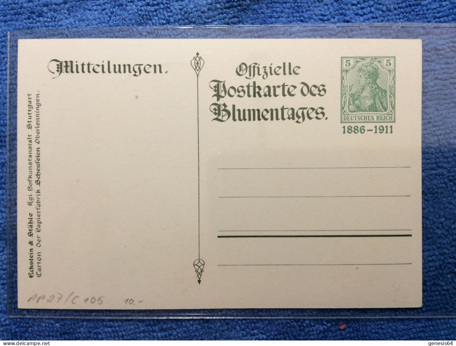 Deutsches Reich. PP 27 C125 (1ZKPVT022) - Storia Postale