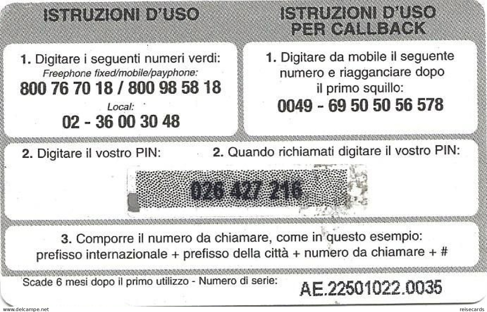 Italy: Prepaid Comet - [2] Handy-, Prepaid- Und Aufladkarten