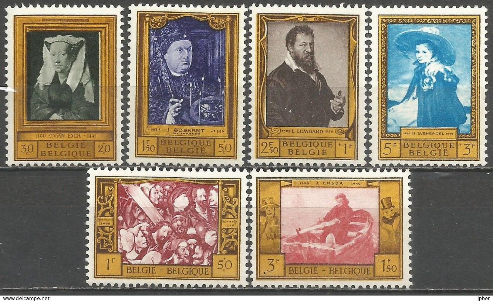 Belgique - Tableaux Peintres Belges - Van Eyck, Bosch, Gossart, Lombard, Ensor, Evenepoel - N°1076 à 1081 * - Unused Stamps