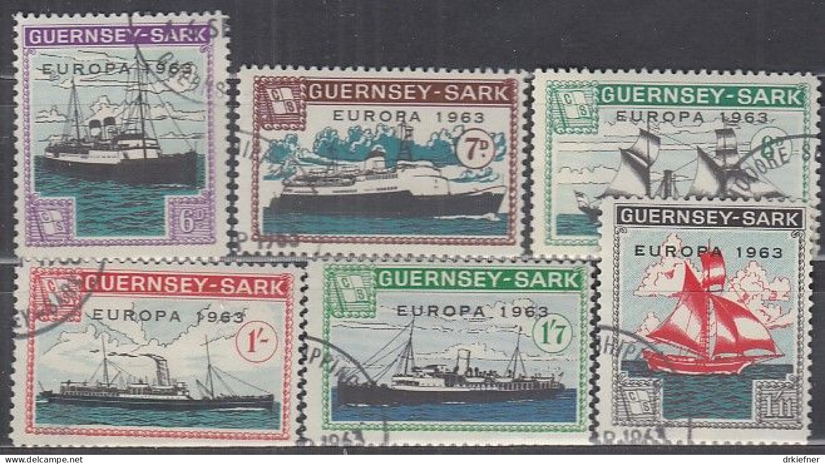 INSEL SARK (Guernsey), Nichtamtl. Briefmarken, 5 Marken, Gestempelt, Europa 1963, Schiffe - Guernsey