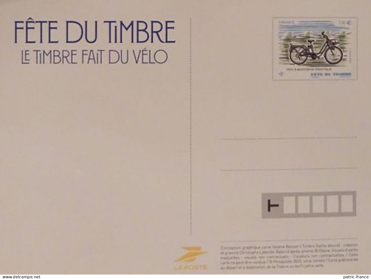 France 2023 - Entier Postal Neuf Fête Du Timbre Le Timbre Fait Du Vélo - Other & Unclassified
