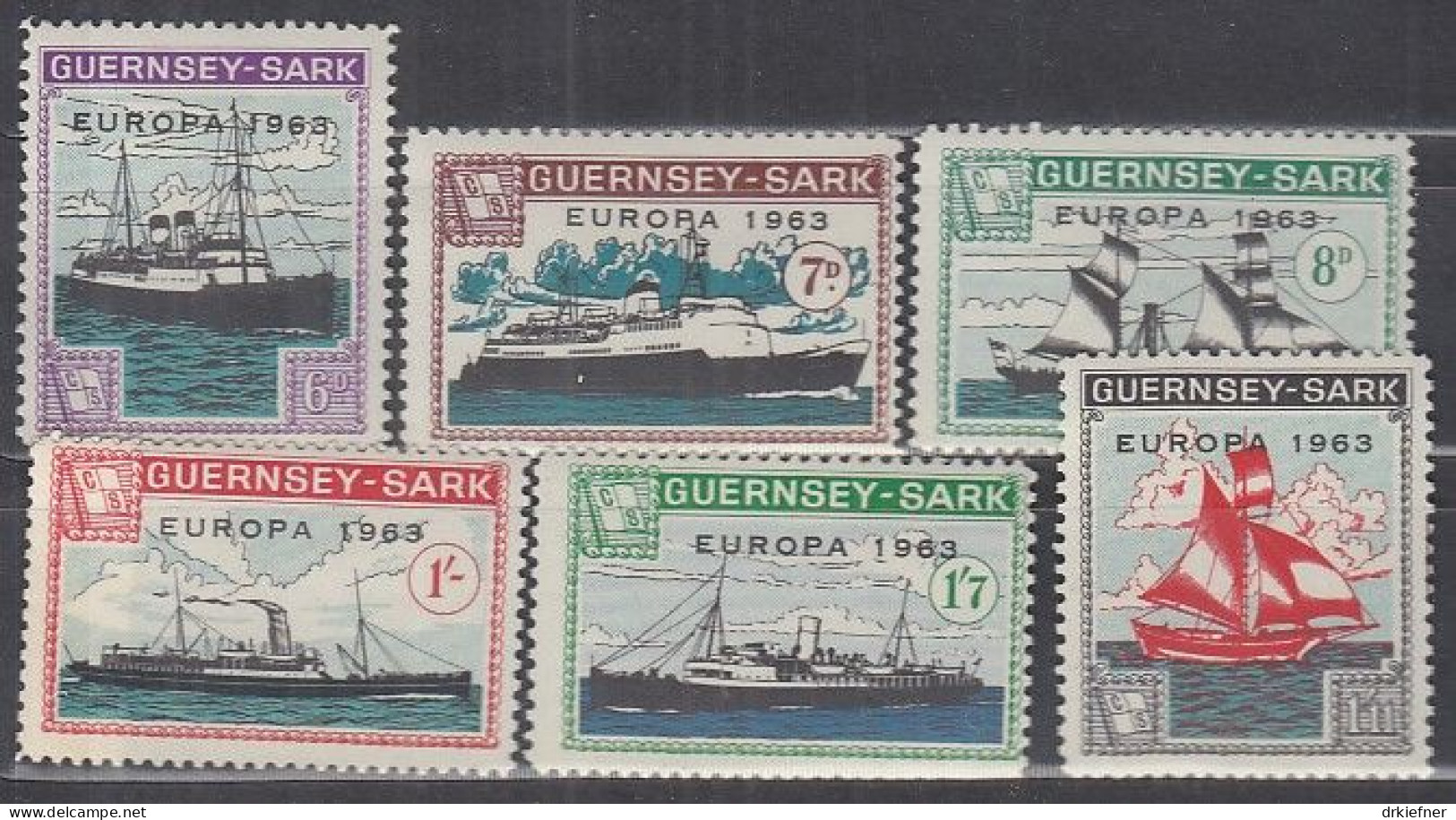 INSEL SARK (Guernsey), Nichtamtl. Briefmarken, 5 Marken, Ungebraucht **, Europa 1963, Schiffe - Guernesey