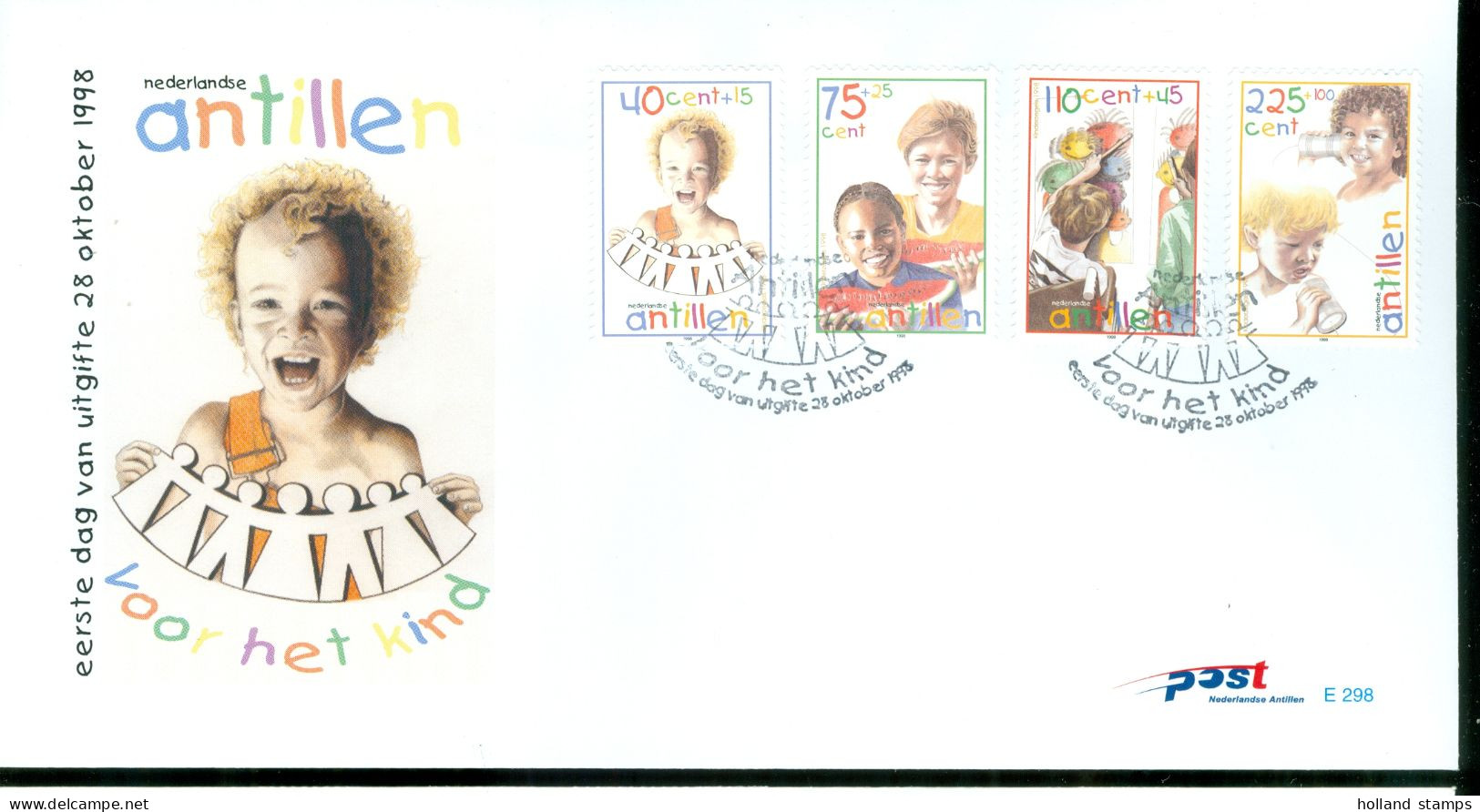 Nederlandse Antillen E298 * FDC  - Antilles 1998 * KINDERZEGELS * OPEN KLEP - Niederländische Antillen, Curaçao, Aruba