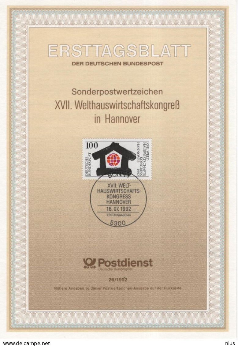 Germany Deutschland 1992-26 Welthauswirtschaftskongress Hannover; World Home Economics Congress, Canceled In Bonn - 1991-2000