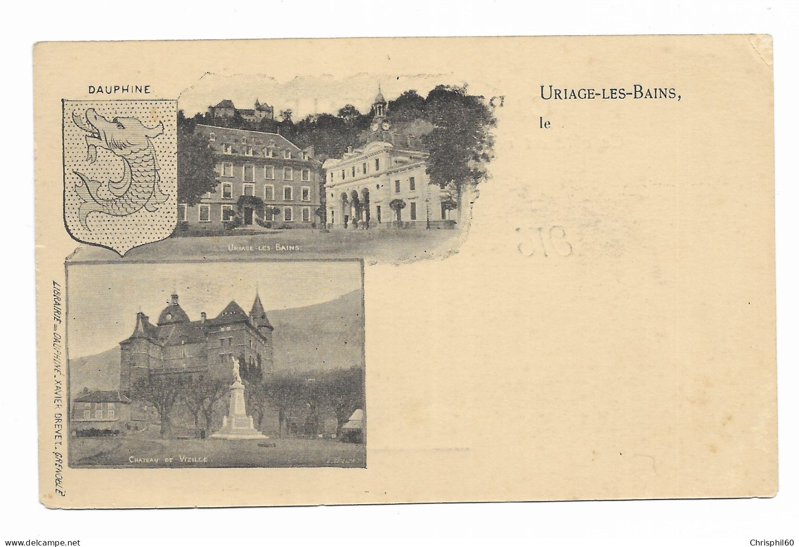 CPA Précurseur RARE - URIAGE-LES-BAINS - 2 Vues Dont Le Château De Vizille - Lib. Du Dauphiné Xavier Drevet - - Uriage