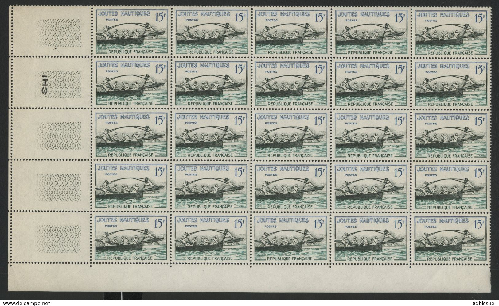 N° 1162 15 Fr JOUTES NAUTIQUES Panneau De 25 Ex. Neufs ** Cote 37,50 € Vendu 8 % De La Cote - Volledige Vellen