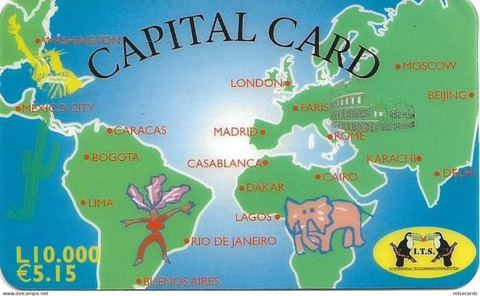 Italy: Prepaid Capital - Continents, Elephant - GSM-Kaarten, Aanvulling & Voorafbetaald