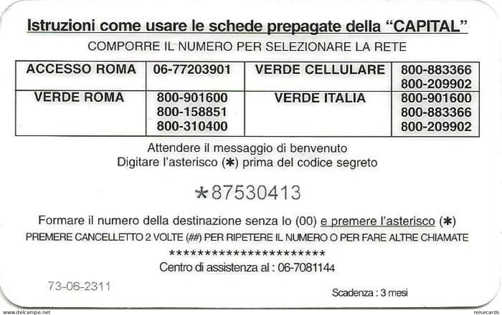 Italy: Prepaid Capital - Continents, Elephant - GSM-Kaarten, Aanvulling & Voorafbetaald