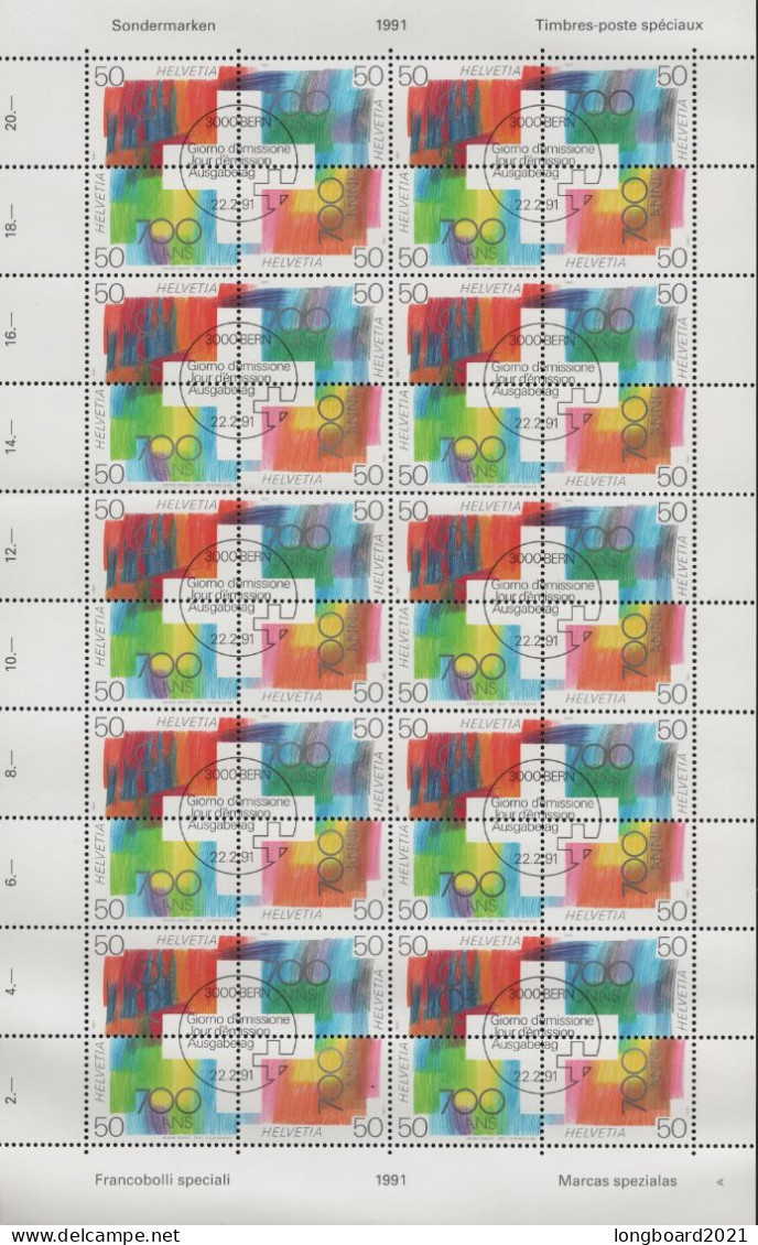 SCHWEIZ - KLEINBOGEN 1991 700 JAHRE EIDGENOSSENSCHAFT Mi 1438-41 ERSTTAGSSTEMPEL / L - Blokken