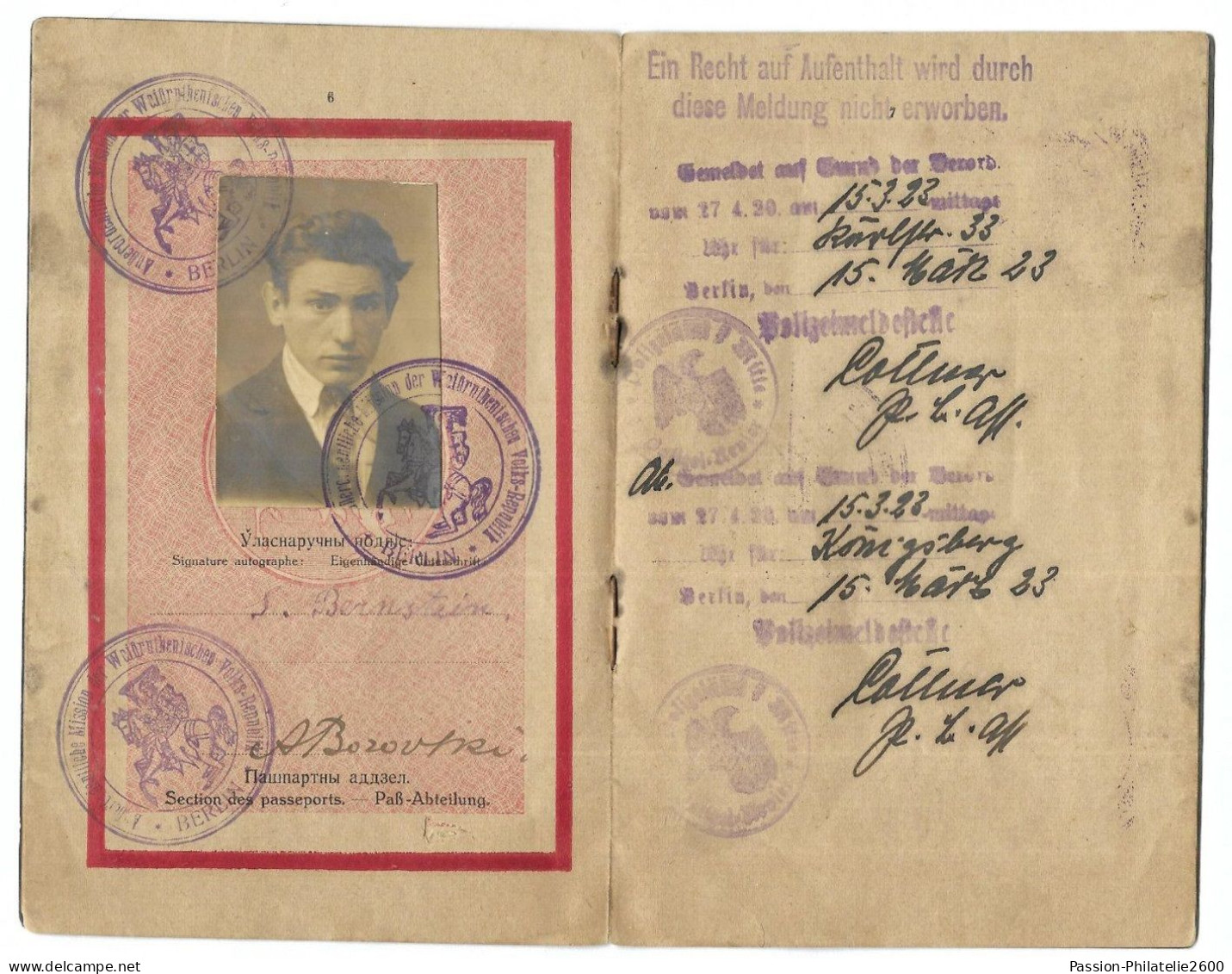 1923 White Ruthenian Belarus Passport - Documents Historiques
