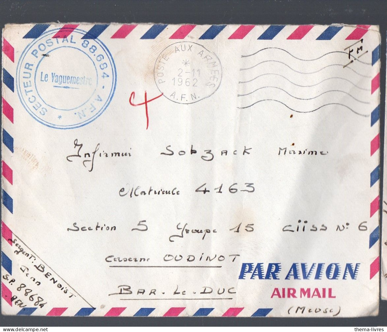 Enveloppe FM Avec Cachet  Secteur Postal 88.684 AFN    1962   (PPP47276) - Covers & Documents