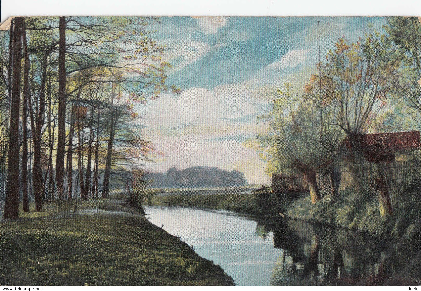 C70. German Countryside River Scene. Posted London, 1905. - Andere & Zonder Classificatie