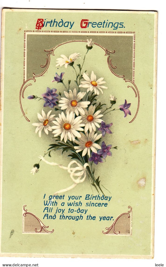 C74. Antique Greetings Postcard. A Bunch Of Daisies And Harebells. - Fleurs