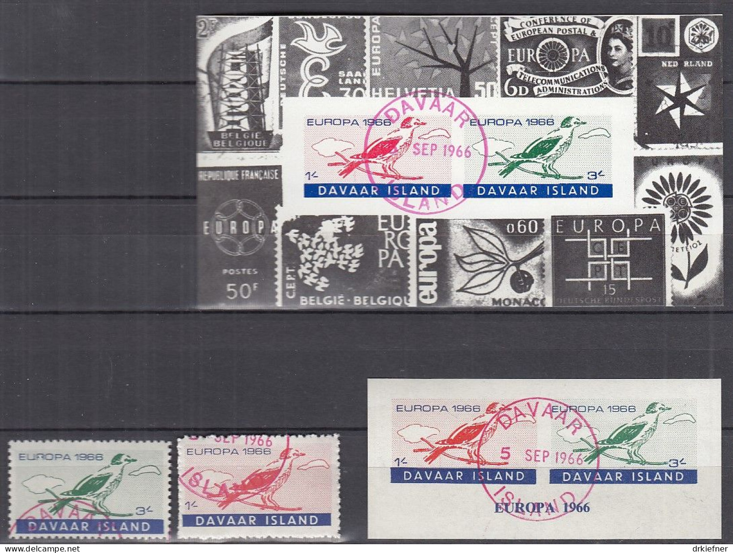 INSEL DAVAAR (Schottland), Nichtamtl. Briefmarken, 2 Blöcke + 2 Marken, Gestempelt, Europa 1966, Vögel - Scotland