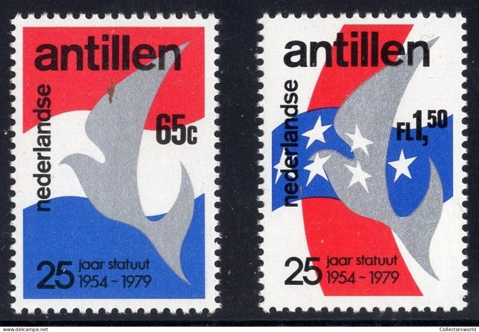 Netherlands Antilles 1979 Serie 2v 25 Years Constitution Flag Bird Dove MNH - Antillen