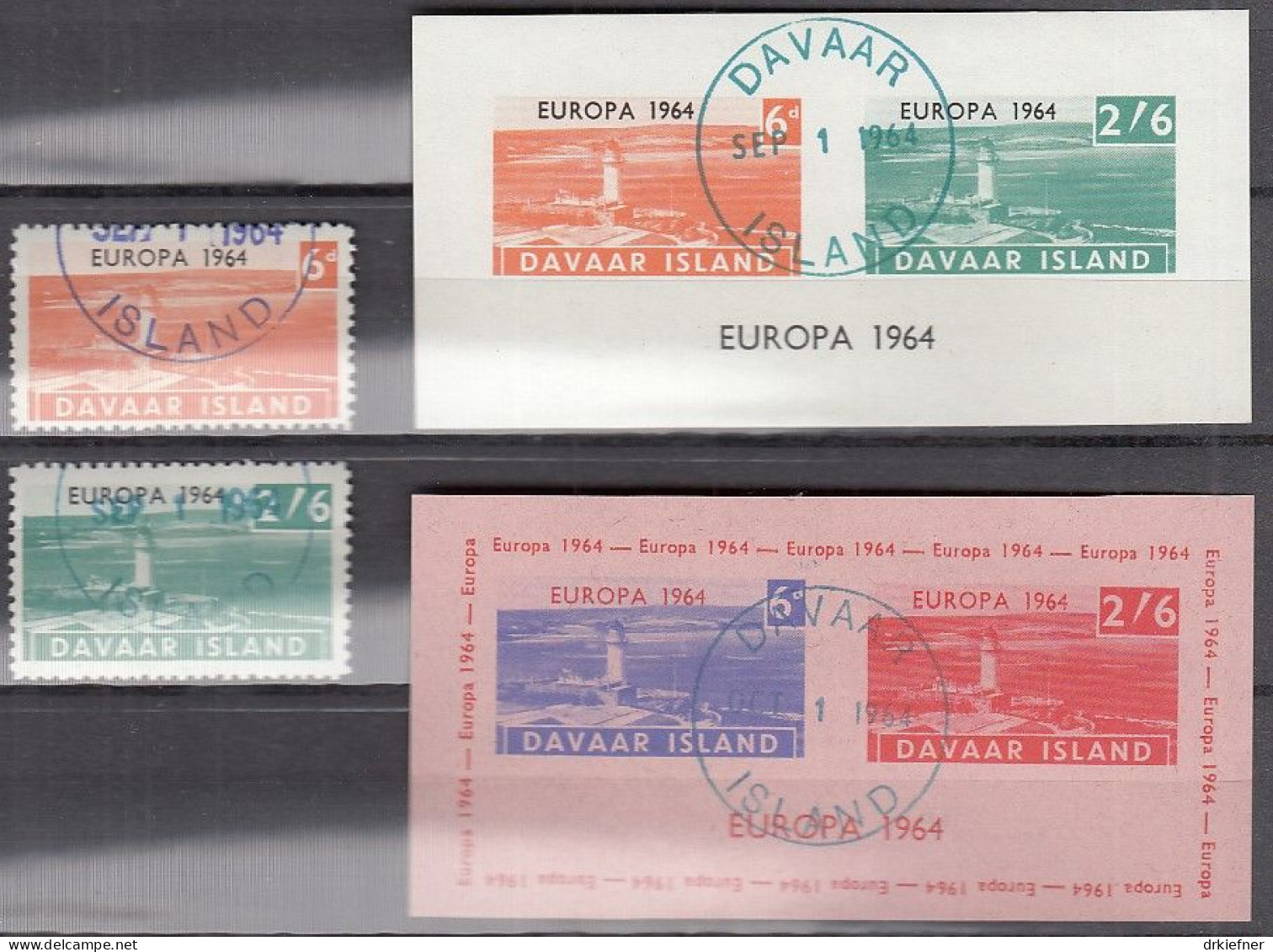 INSEL DAVAAR (Schottland), Nichtamtl. Briefmarken, 2 Blöcke + 2 Marken, Gestempelt, Europa 1964, Leuchttürme - Escocia