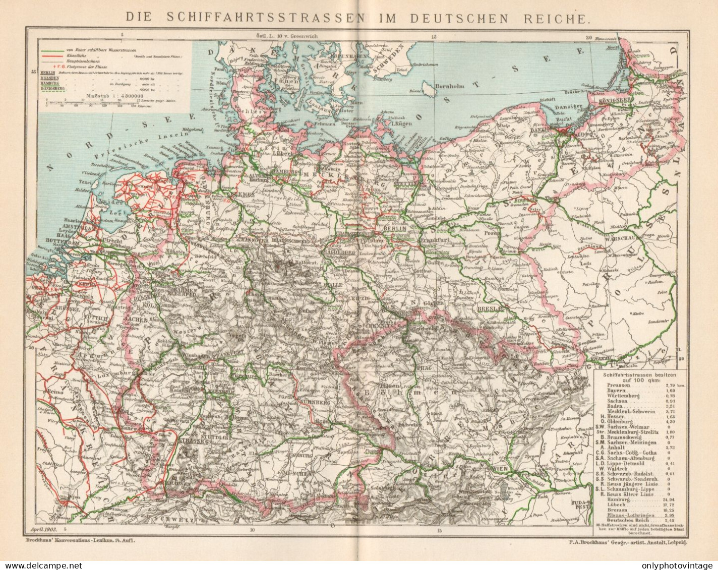 B6329 Germany - Roads - Carta Geografica Antica Del 1903 - Old Map - Geographical Maps