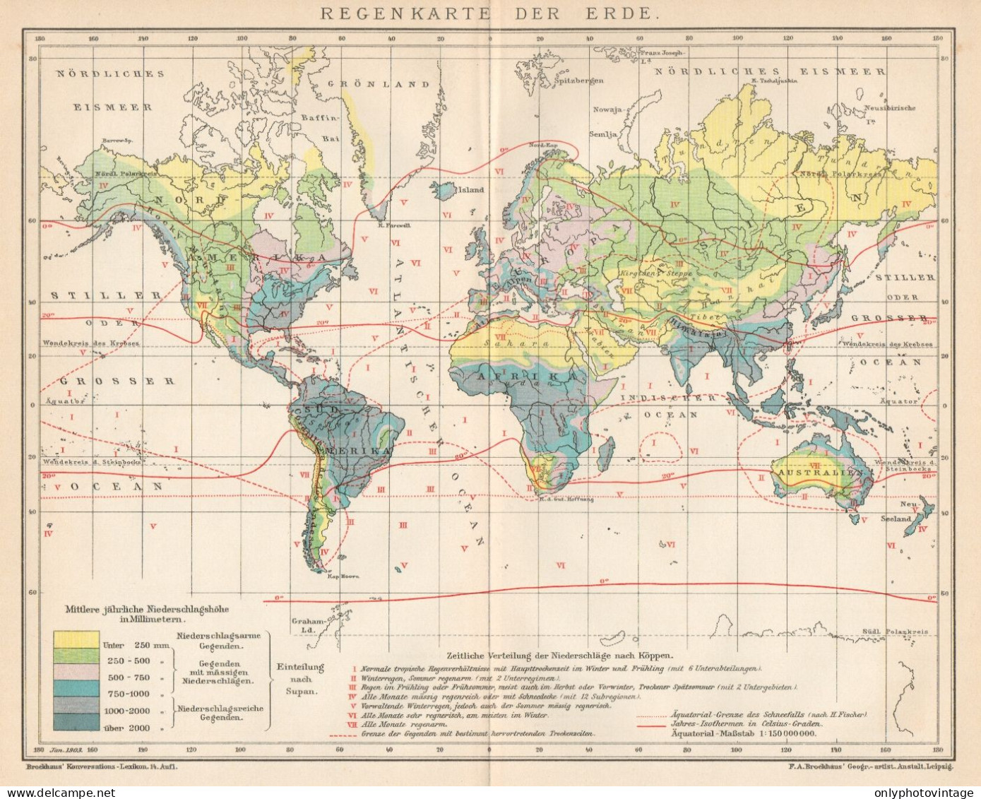 B6317 Carta Delle Piogge - Carta Geografica Antica Del 1903 - Old Map - Geographische Kaarten