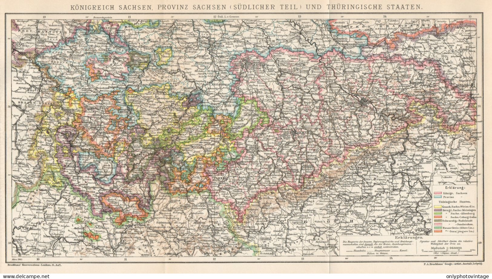 B6330 Germany - Saxony - Sassonia - Carta Geografica Antica Del 1903 - Old Map - Geographical Maps