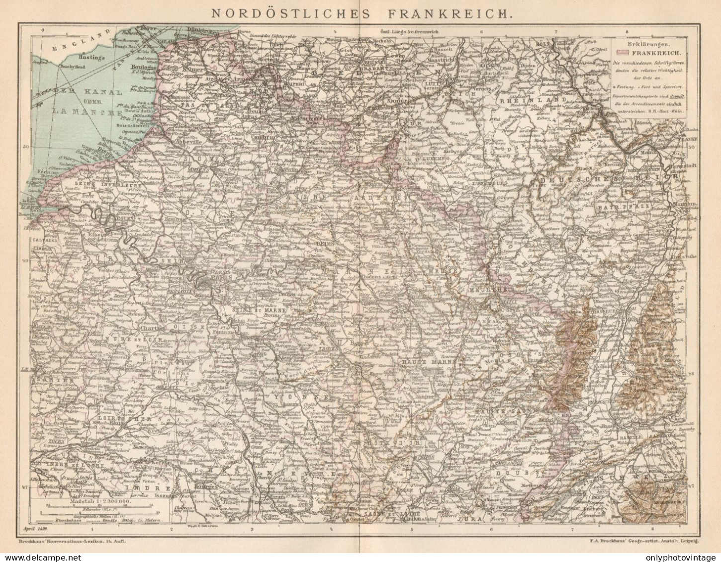 B6269 North-East FRANCE - Carta Geografica Antica Del 1902 - Old Map - Geographical Maps