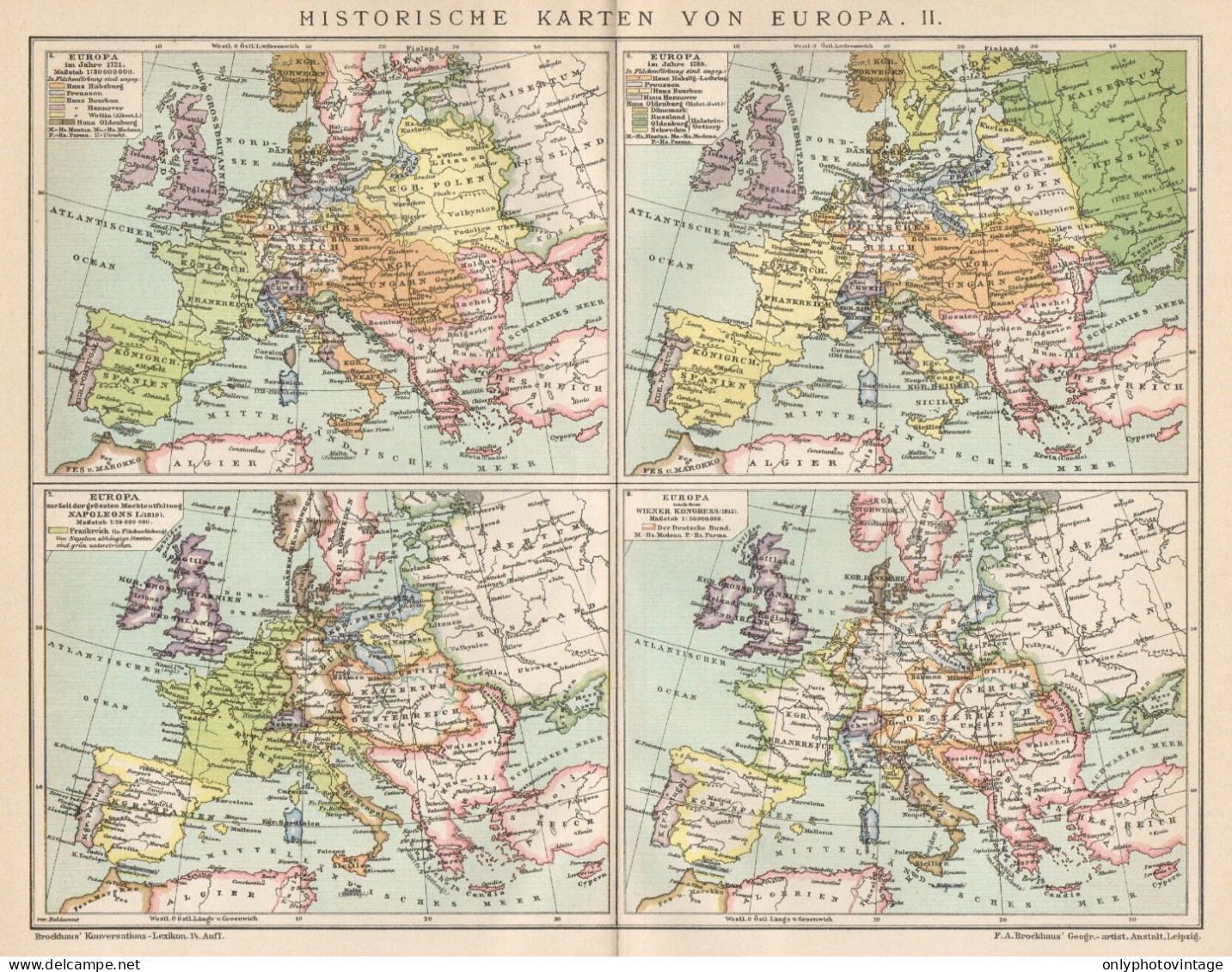 B6266 Carte Storiche Dell'Europa - Carta Geografica Antica Del 1902 - Old Map - Geographical Maps