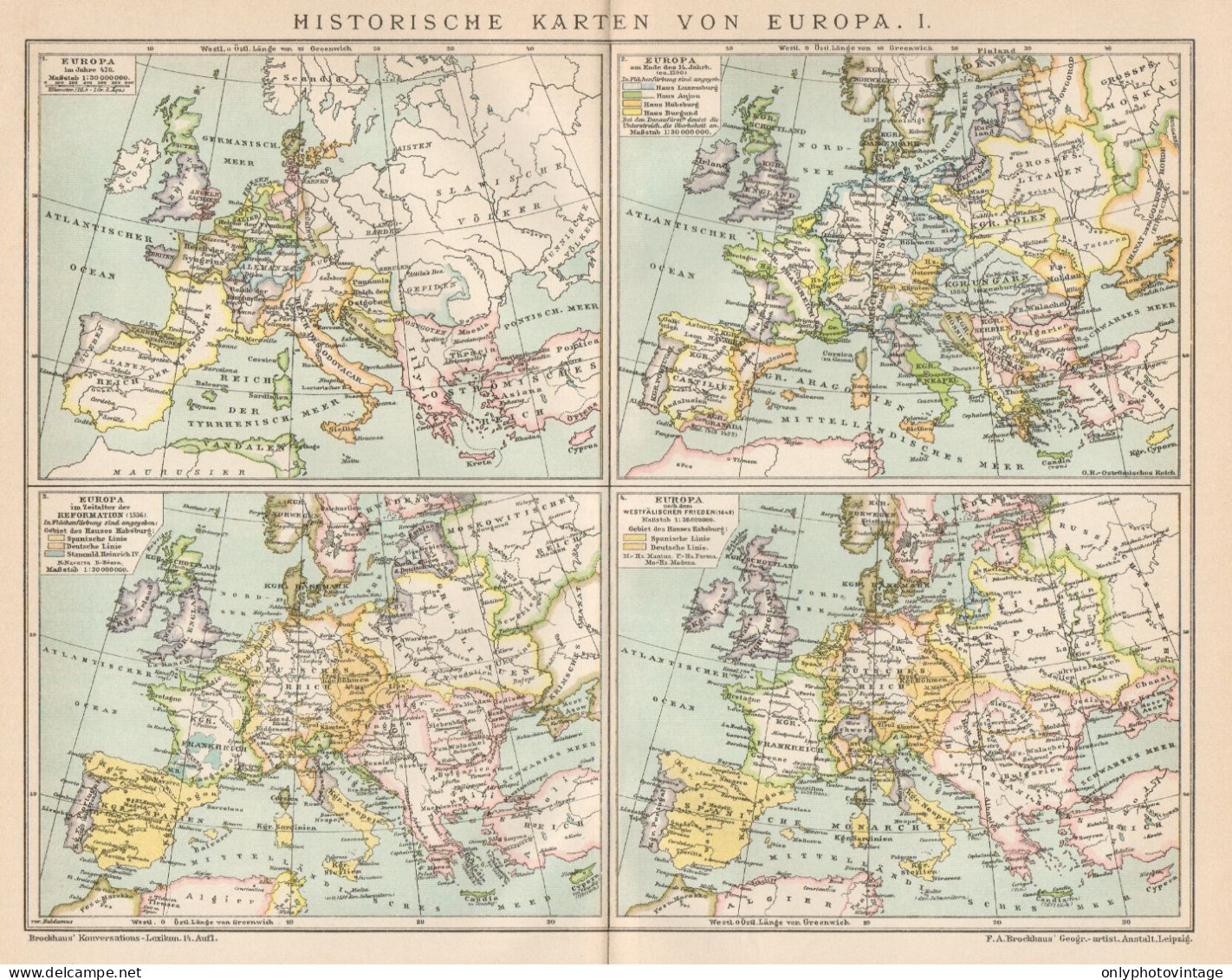 B6265 Carte Storiche Dell'Europa - Carta Geografica Antica Del 1902 - Old Map - Geographische Kaarten