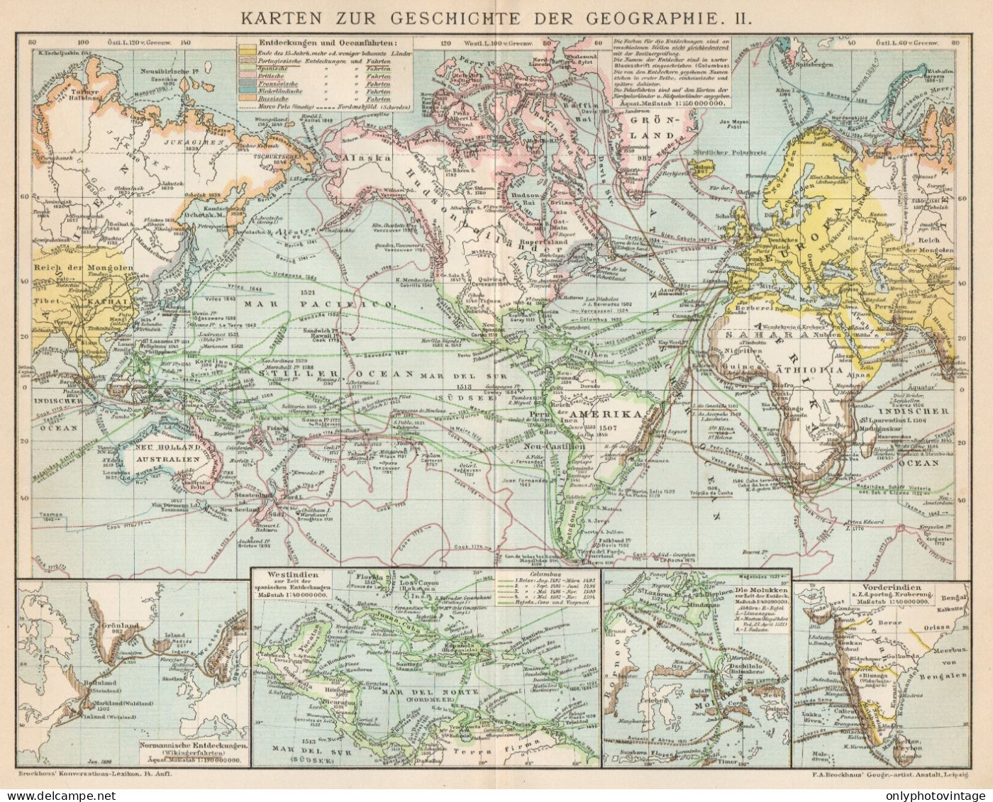 B6257 Geographical History - Carta Geografica Antica Del 1902 - Old Map - Landkarten