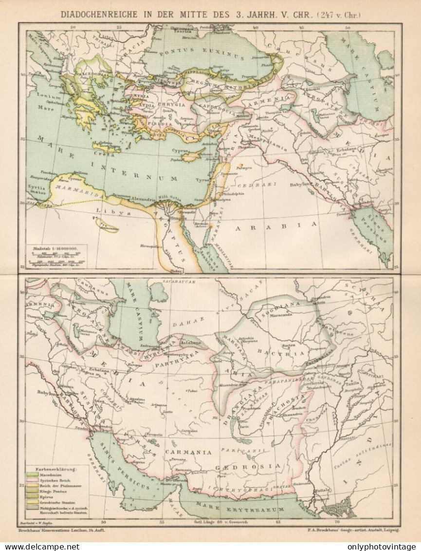 B6195 Successor Kingdoms - Carta Geografica Antica Del 1901 - Old Map - Landkarten