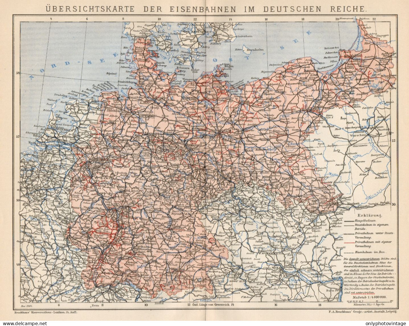 B6200 Deutschen Reiche - Railways - Carta Geografica Antica Del 1901 - Old Map - Geographische Kaarten