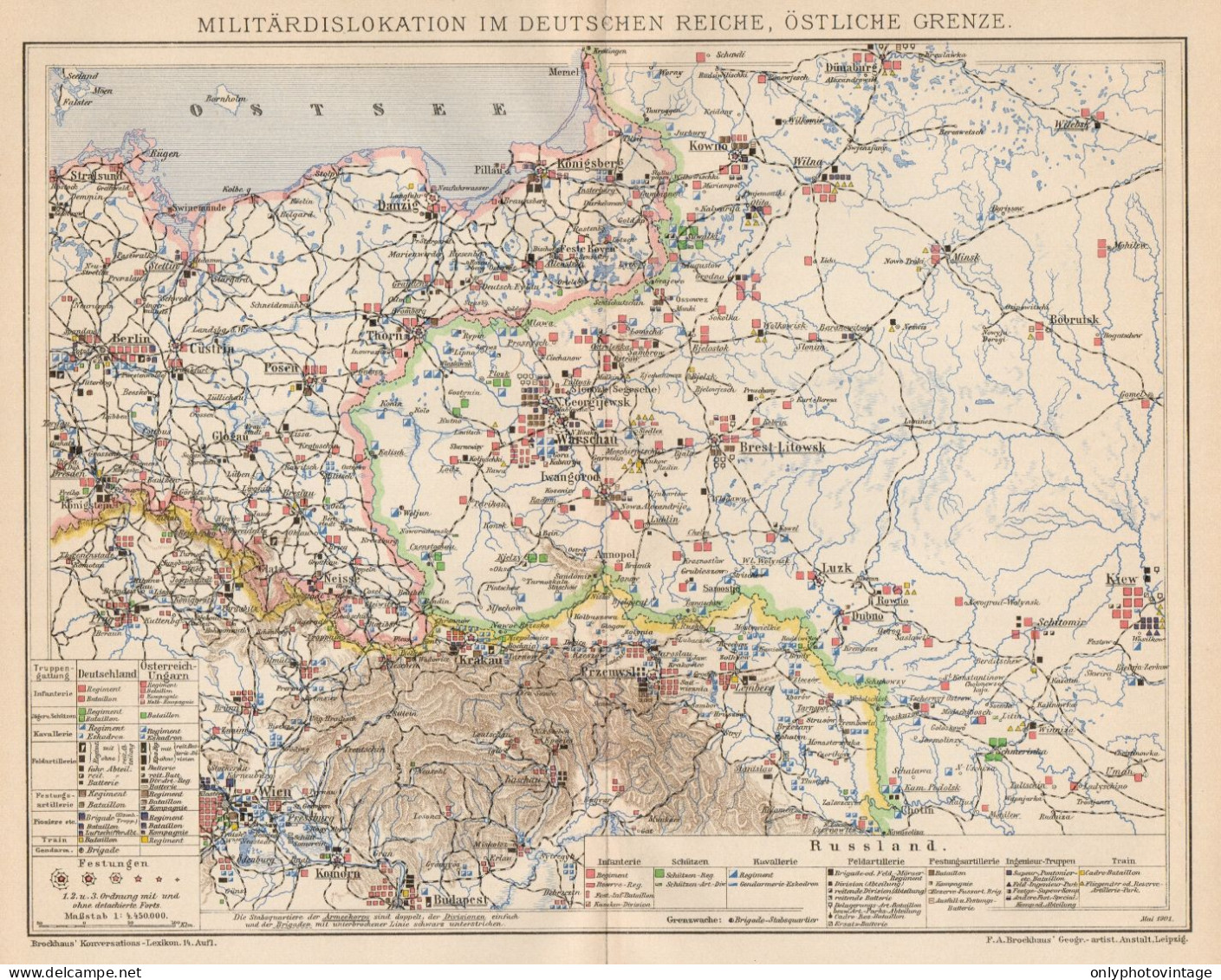 B6184 Deutschen Reich - Military Dislocation - Carta Geografica 1901 - Old Map - Cartes Géographiques