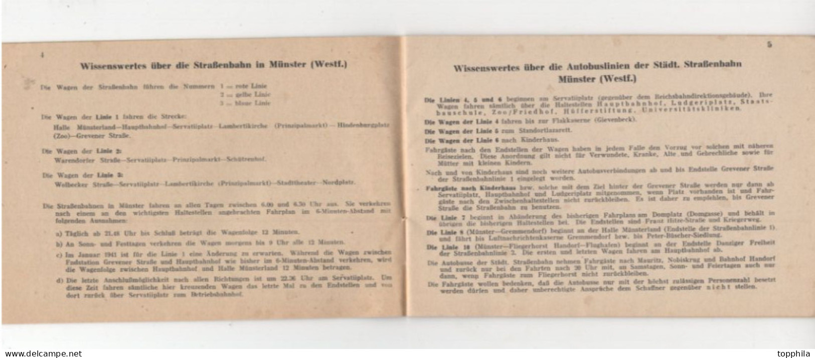 1940 3. Reich Strassenbahn, Zug Und Bus Fahrplanheft Für Münster Und Umgebung - Europe