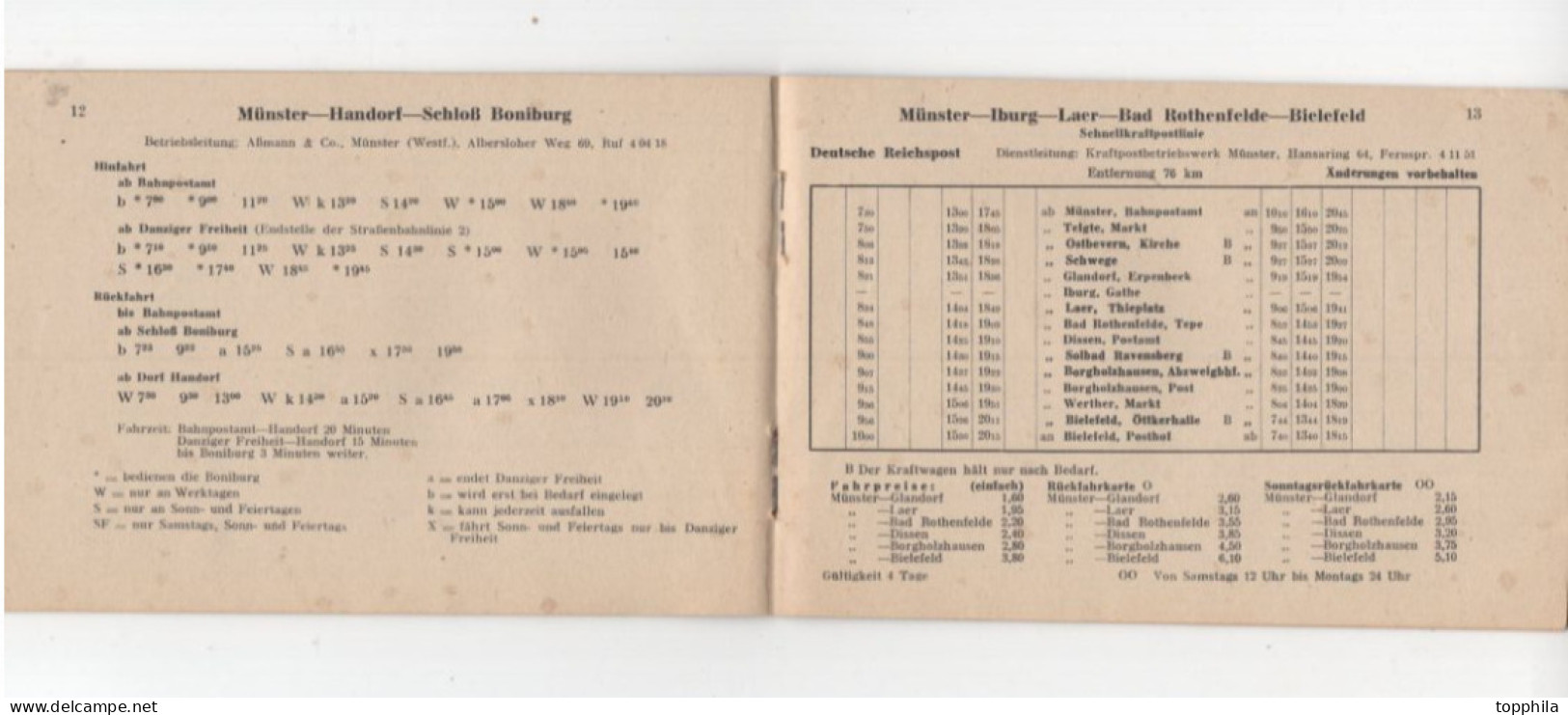 1940 3. Reich Strassenbahn, Zug Und Bus Fahrplanheft Für Münster Und Umgebung - Europa