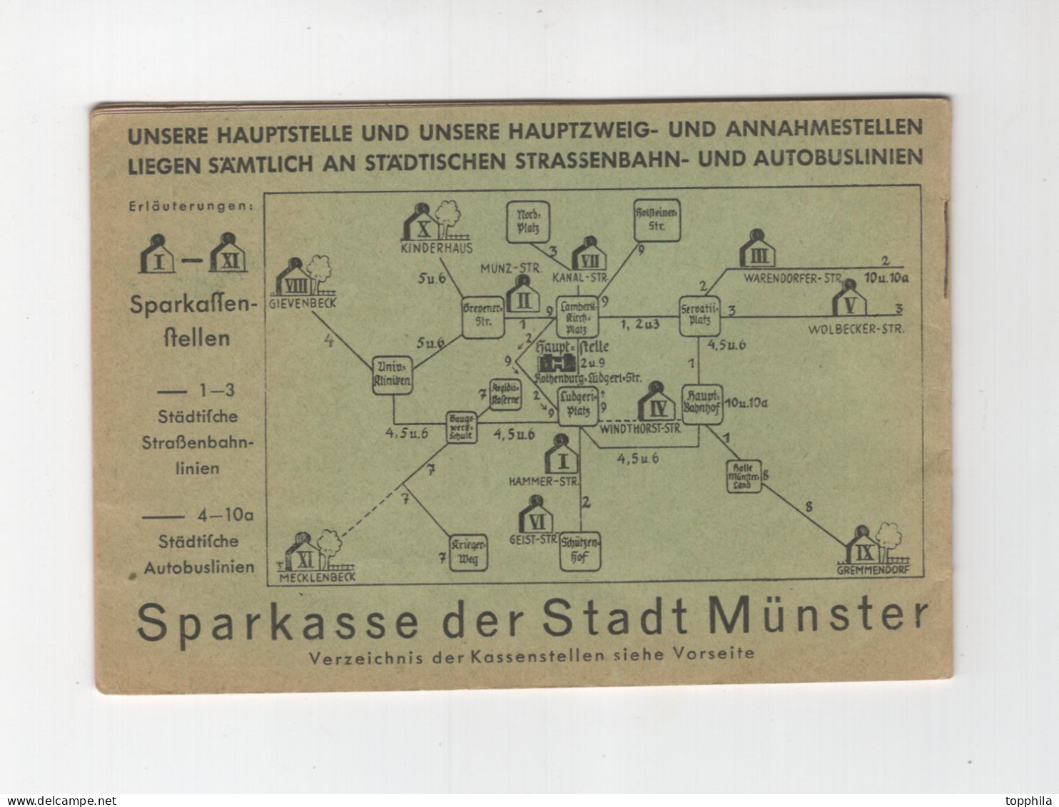 1940 3. Reich Strassenbahn, Zug und Bus Fahrplanheft für Münster und Umgebung