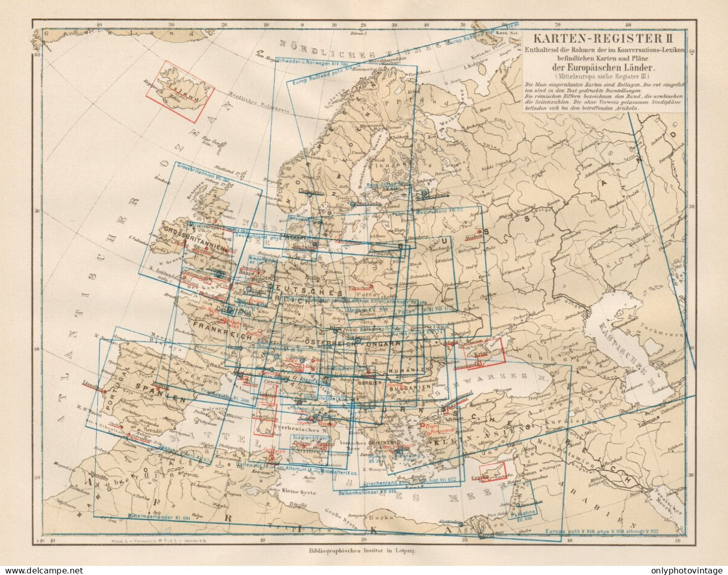 B6163 Karten Register II - Carta Geografica Antica Del 1890 - Old Map - Geographische Kaarten