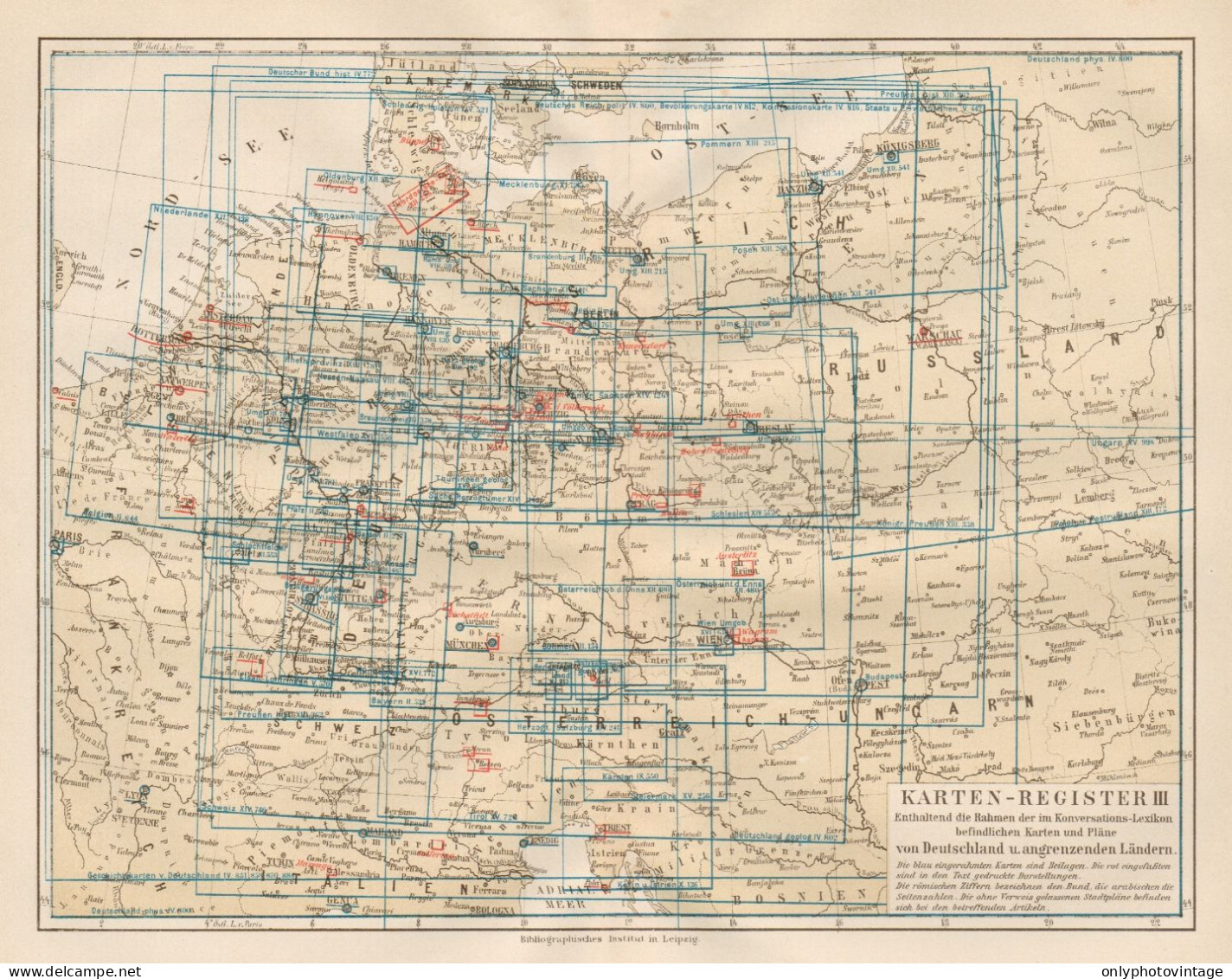 B6161 Karten Register III - Carta Geografica Antica Del 1890 - Old Map - Landkarten