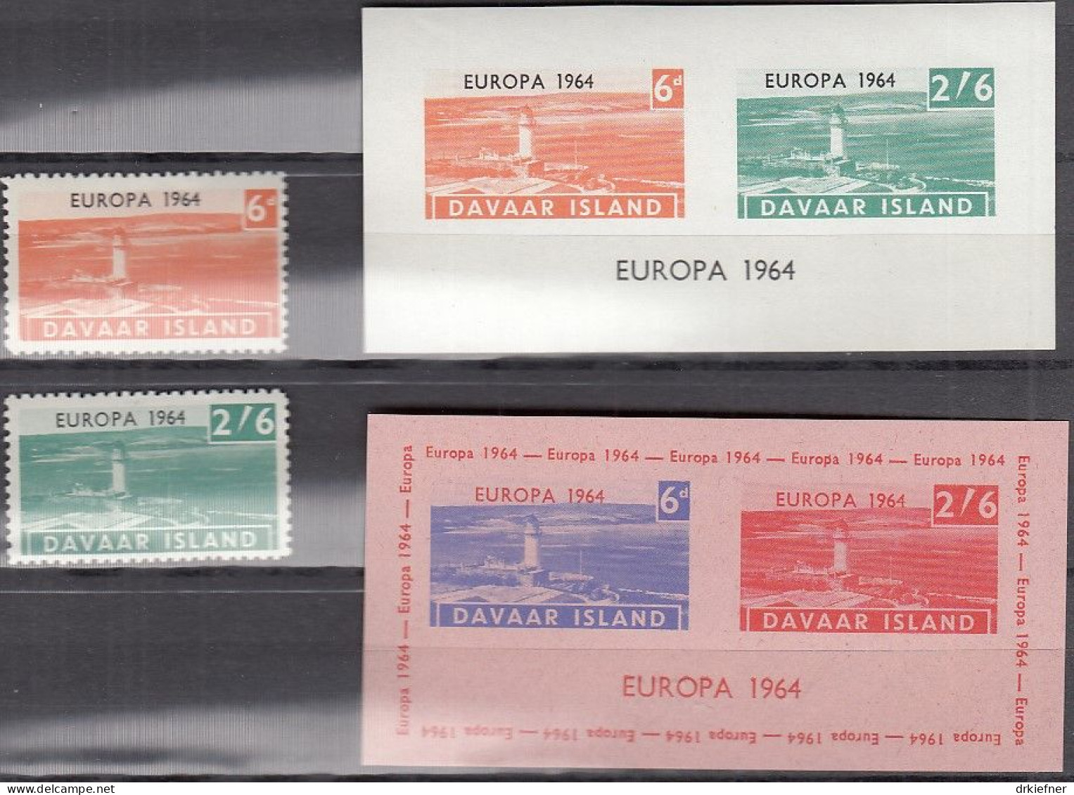 INSEL DAVAAR (Schottland), Nichtamtl. Briefmarken, 2 Blöcke + 2 Marken, Ungebraucht **, Europa 1964, Leuchttürme - Ecosse