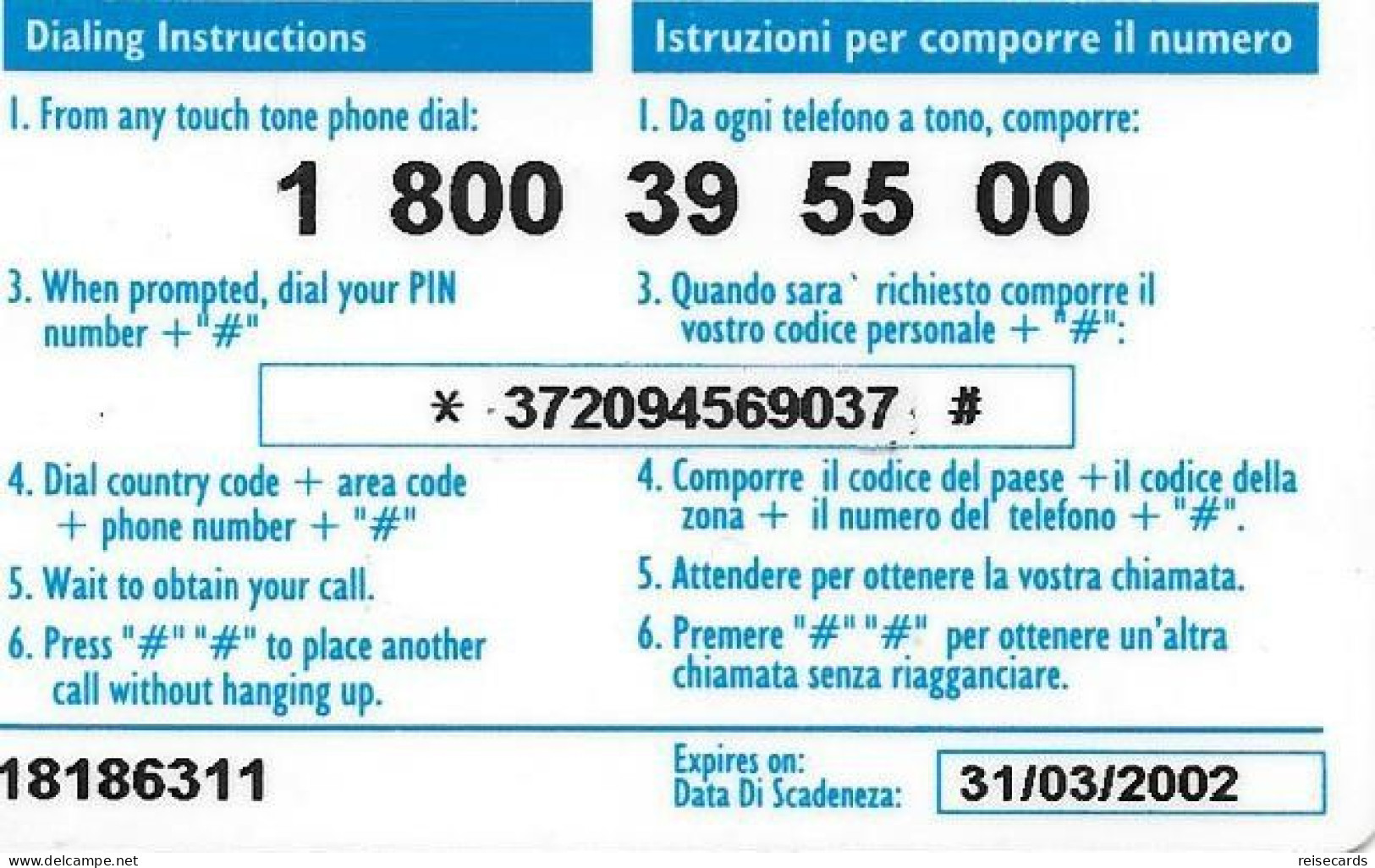 Italy: Prepaid Call Home - Bank Notes - [2] Tarjetas Móviles, Prepagadas & Recargos