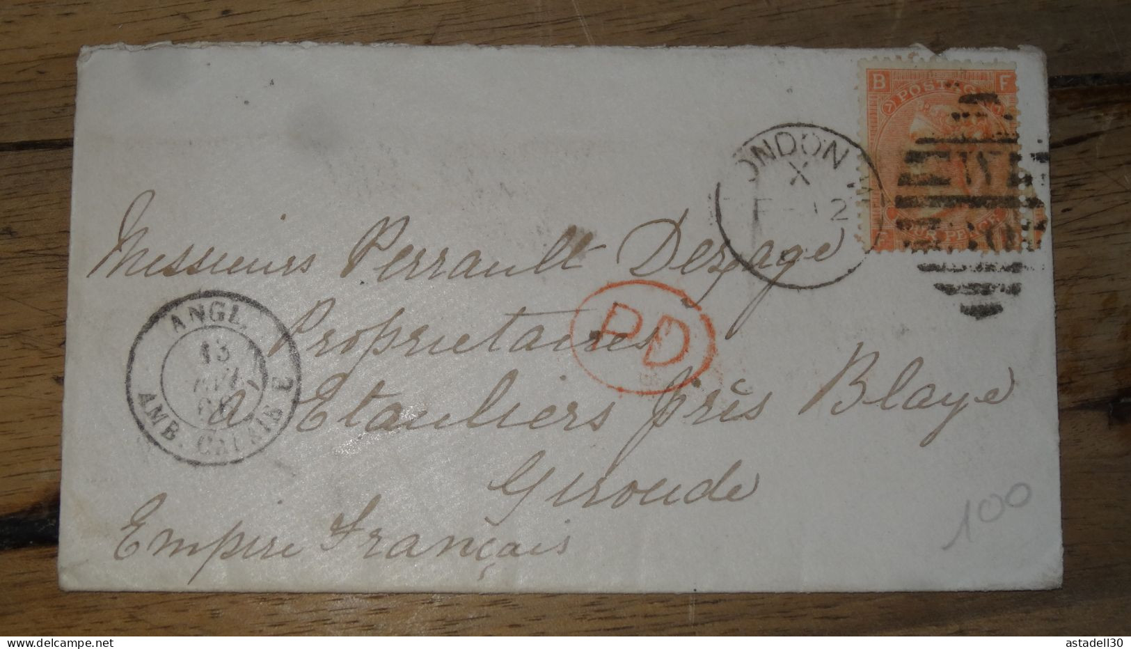 Enveloppe Avec 4 Pence, N°7, London 1866 To France  ...................... 240424-CL-2-3 - Lettres & Documents