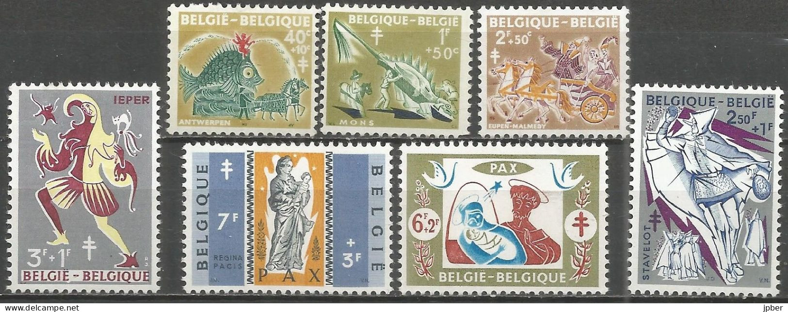 Belgique - Folklore - Anvers, Mons, Eupen, Stavelot, Ypres - N°1114 à 1120 */** - Unused Stamps