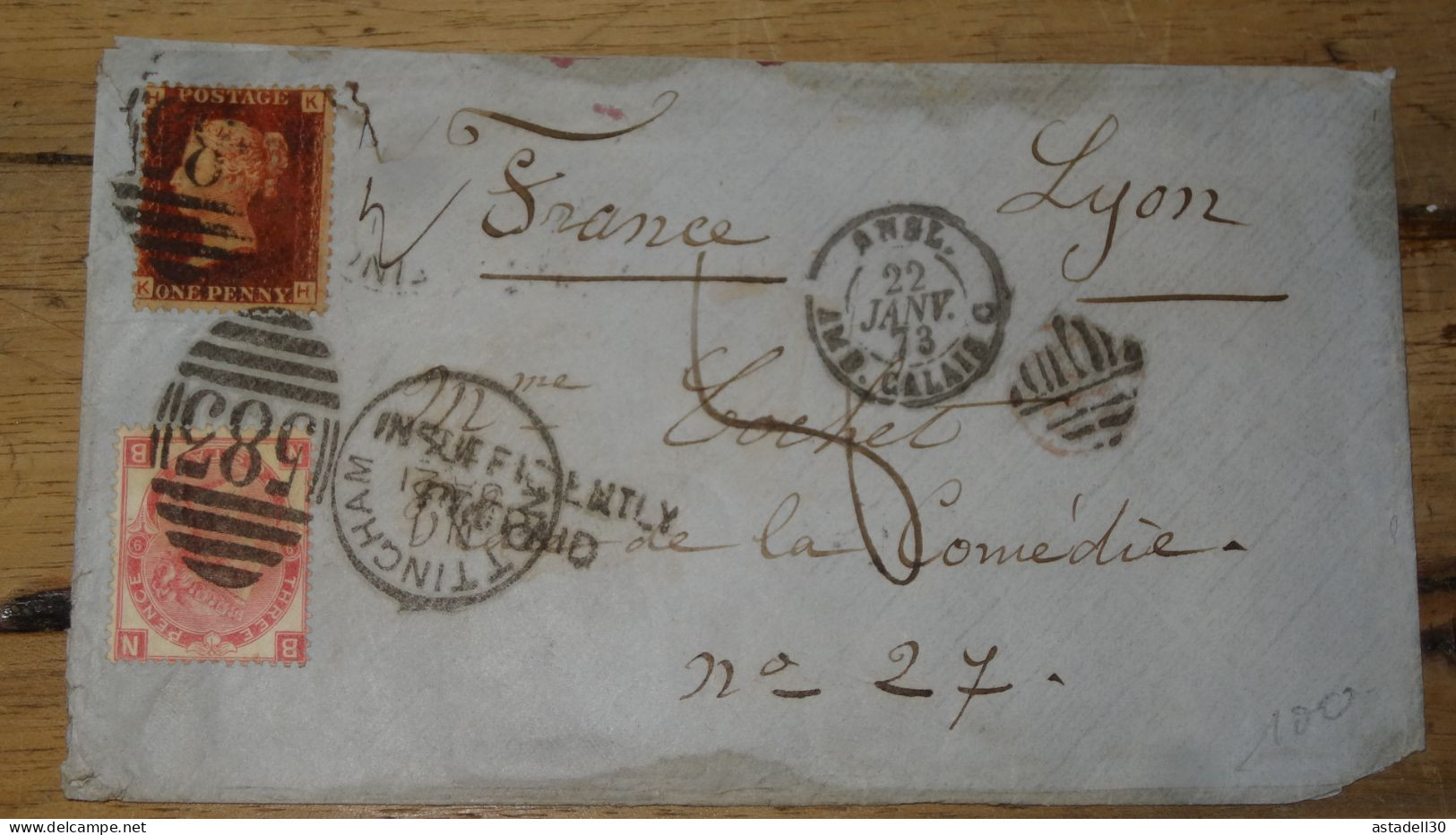 Enveloppe Avec 2 Timbres,  Nottingham 1873 To France  ...................... 240424-CL-2-4 - Briefe U. Dokumente