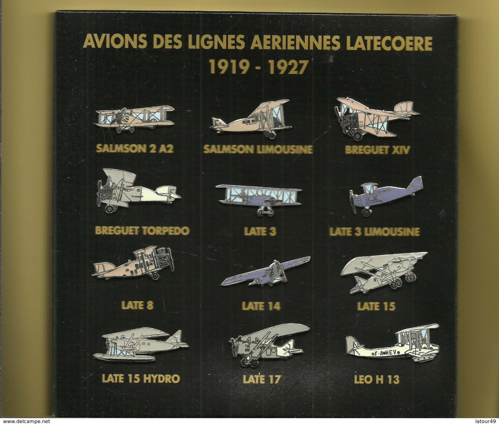 Cofret Pins  Avions   Des Lignes Aeriennes Latecoere 1919 1927  Toulouse  Dackar 12 Avions - Aviones