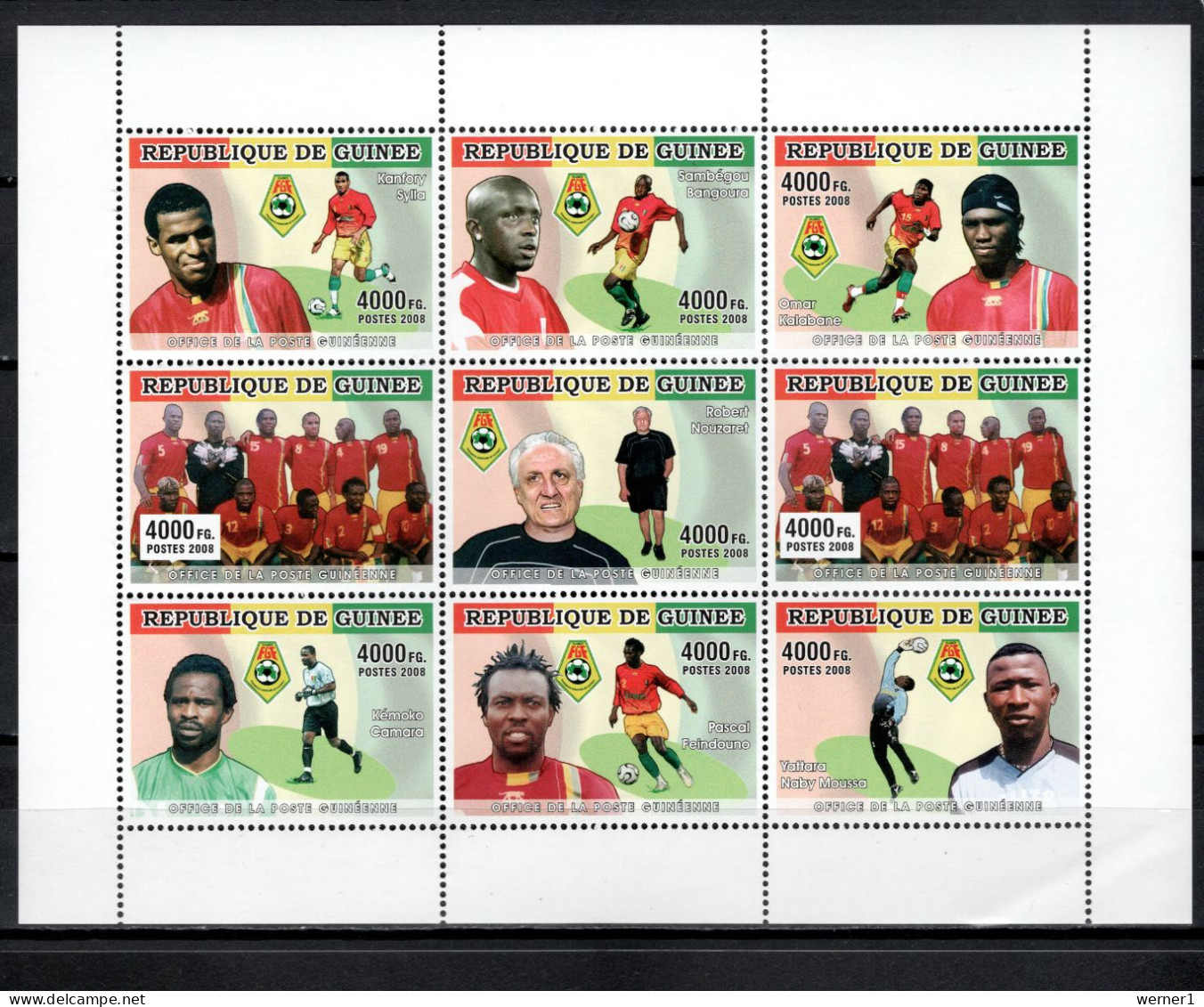 Guinea 2008 Football Soccer Sheetlet (lower Right Corner Slightly Bended) MNH - Nuevos