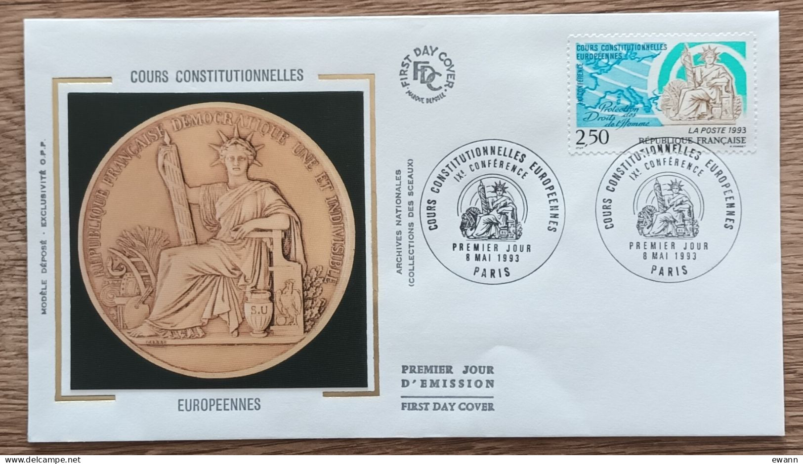 FDC 1993 - YT N°2808 - COURS CONSTITUTIONNELLES EUROPEENNES - PARIS - 1990-1999