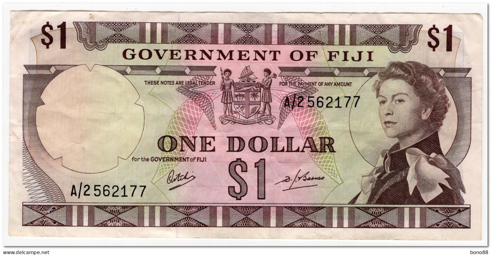 FIJI,1 DOLLAR,1969,P.59,VF,GRAFFITI - Fiji