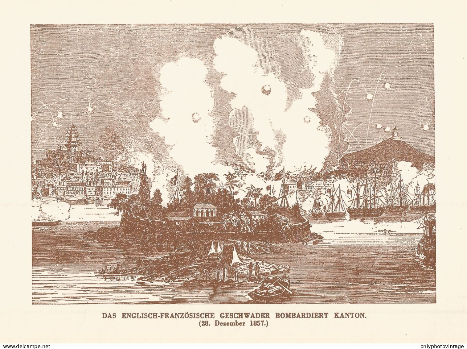 Das Englisch-französische Geschwader Bombardiert Kanton - 1920 Stampa - Prints & Engravings