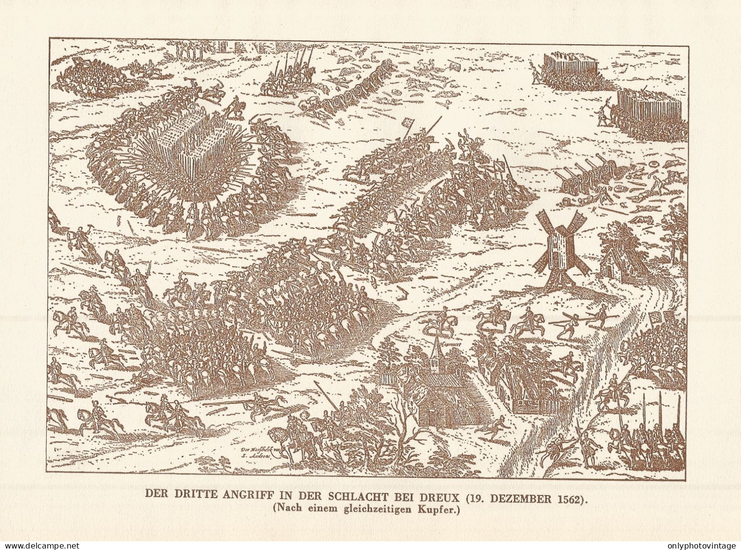 Il Terzo Attacco Nella Battaglia Di Dreux - Stampa D'epoca - 1920 Print - Stiche & Gravuren