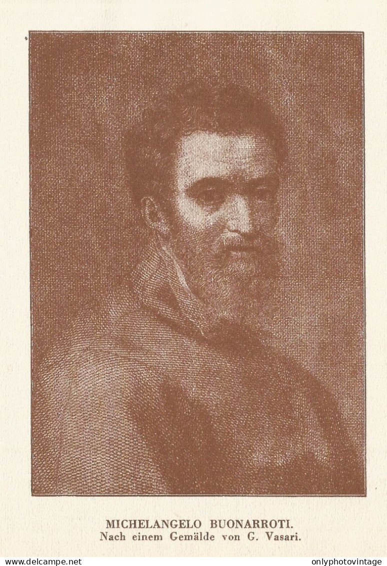 Ritratto Di Michelangelo Buonarroti - Stampa D'epoca - 1920 Vintage Print - Prints & Engravings